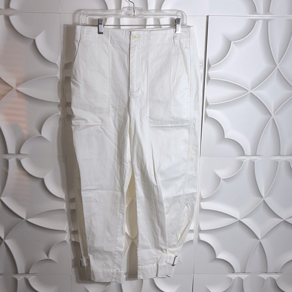New Proenza Schouler Kay Pant In Cotton Twill Off White Sz 6. (96)